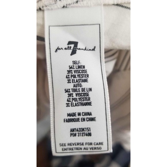 7 For All Mankind Part Linen Ruffle Hem Natural Stripe Dress Size XL - Picture 5 of 7